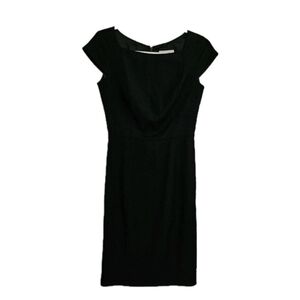 REISS Dress Womens 4 Black Huxley Wool Blend Short Sleeve Lined Tailored Sheath